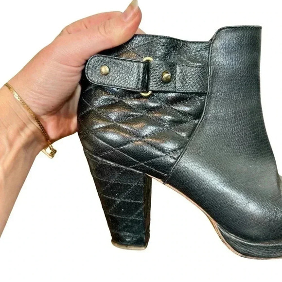 Rachel Comey Beta Quilted Leather Platform Booties Ankle Boots Black - Picture 6 of 11